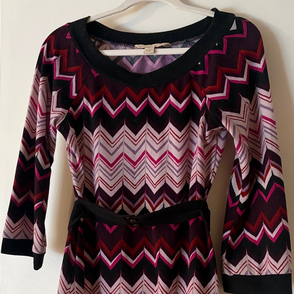 Jonathan Martin Zigzag Midi Dress - Black, Pink, Purple